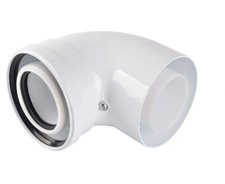 Отвод коаксиальный 90 град Ø80/125 мм Ø80 мм - ПП, Ø125 мм АЛ Отвод коаксиальный 90 град Ø80/125 мм Ø80 мм - ПП, Ø125 мм АЛ