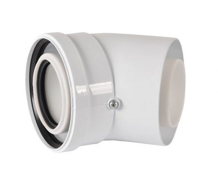 Отвод коаксиальный 45 град Ø80/125 мм Ø80 мм - ПП, Ø125 мм АЛ Отвод коаксиальный 45 град Ø80/125 мм Ø80 мм - ПП, Ø125 мм АЛ